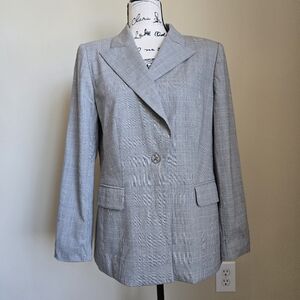 Escada wool blend blazer jacket gray one button womens 42
